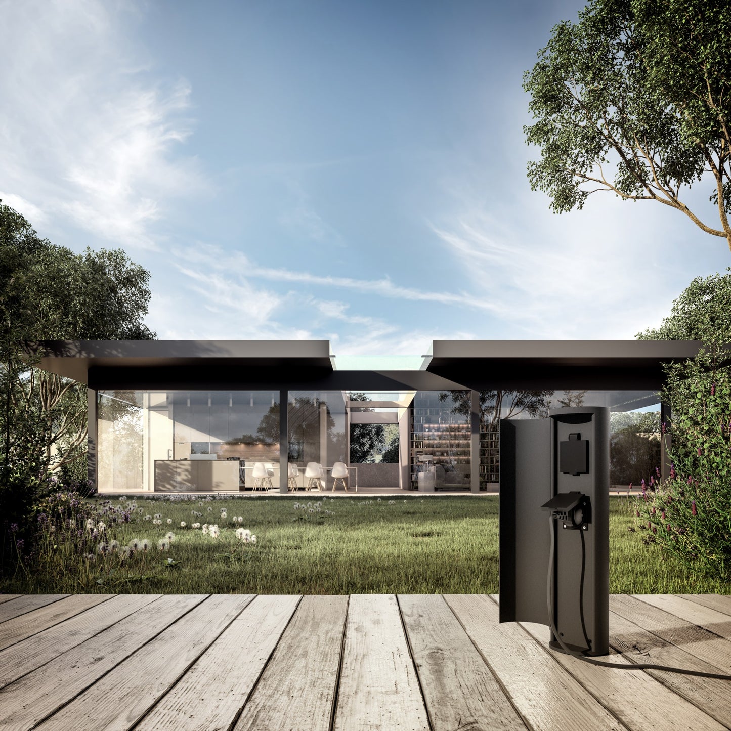 CMD Steckdosensäule anthrazit 9016 mit 2x Steckdose 400mm hoch