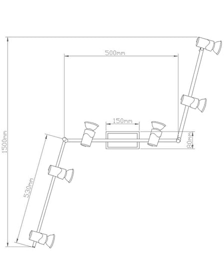 Spotlight bar Alice for 6x GU10 nickel satin by Fabas Luce