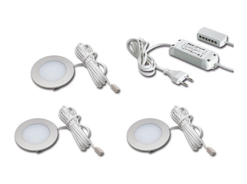 Recessed lights set of 3 HERA FR 55-LED 3W ww stainless steel look