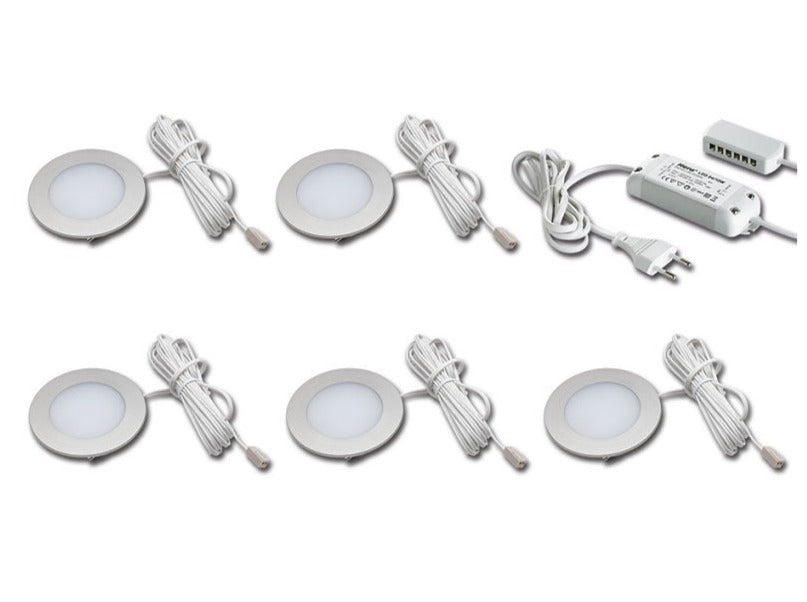 Recessed lights set of 5 HERA FR 55-LED 3W ww stainless steel look