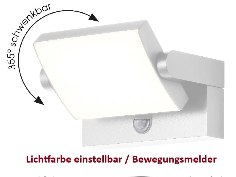 CMD 9111 eleganter Strahler in weiss mit Bewegungsmelder 20W / Multicolour