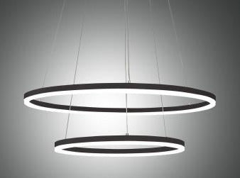 GIOTTO pendant light with double ring in black 60cm / 40cm by Fabas Luce
