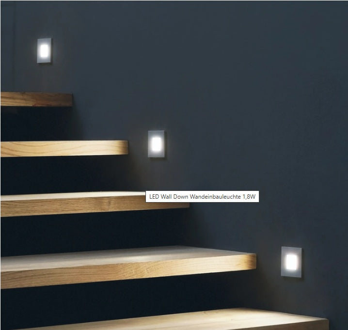 HERA Wandeinbauleuchte 230V WALL F für Deckenausschnitt 68mm in schwarz, edelstahl oder weiss